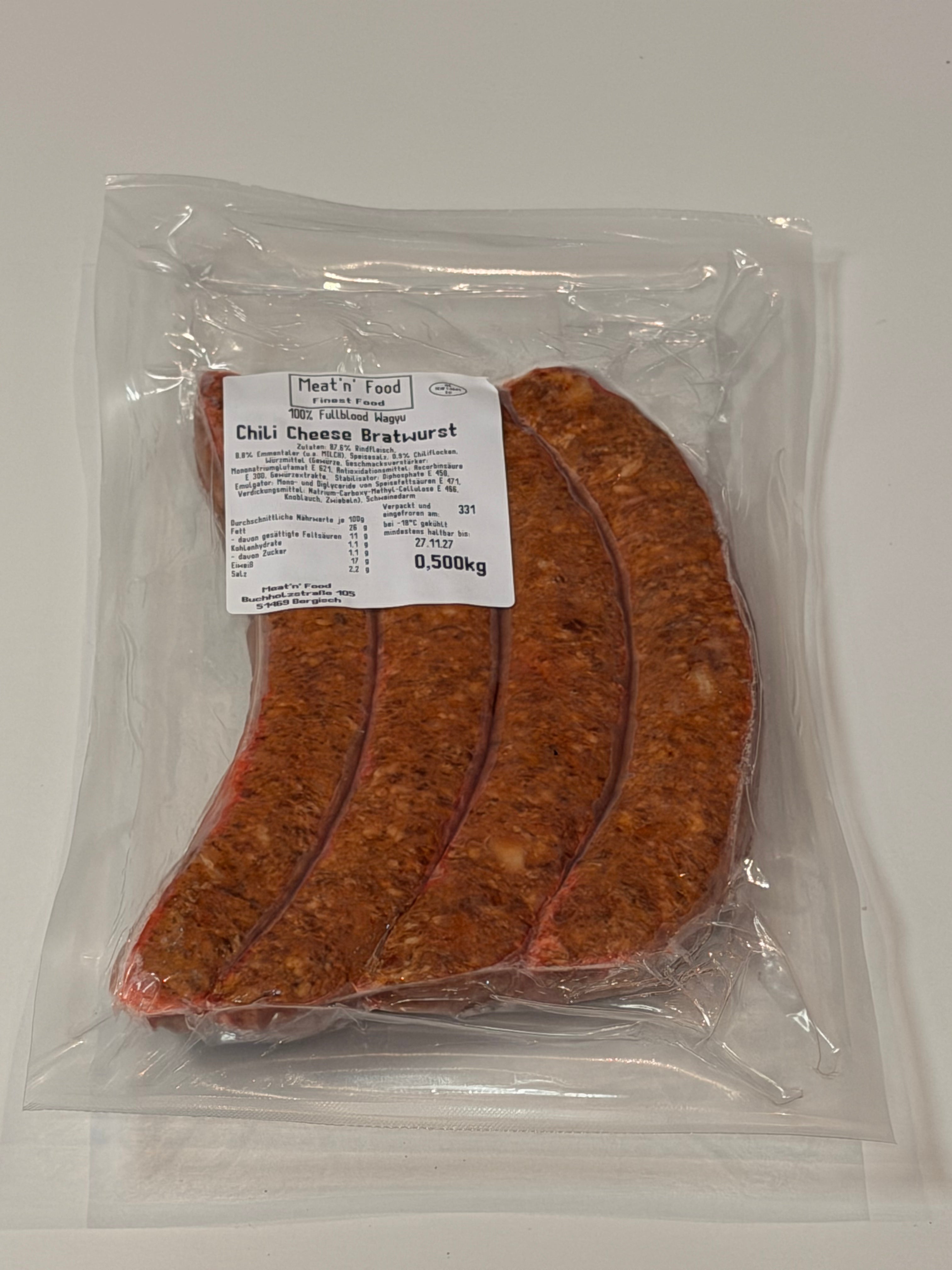 4x Chili Cheese Bratwurst | 100% Fullblood Wagyu | Meat'n'Food