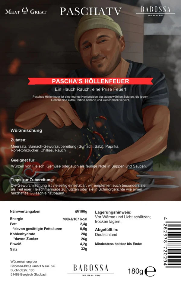 Pascha´s Höllenfeuer | Höllenfeuer Gewürz | PaschaTV | 180g Beutel